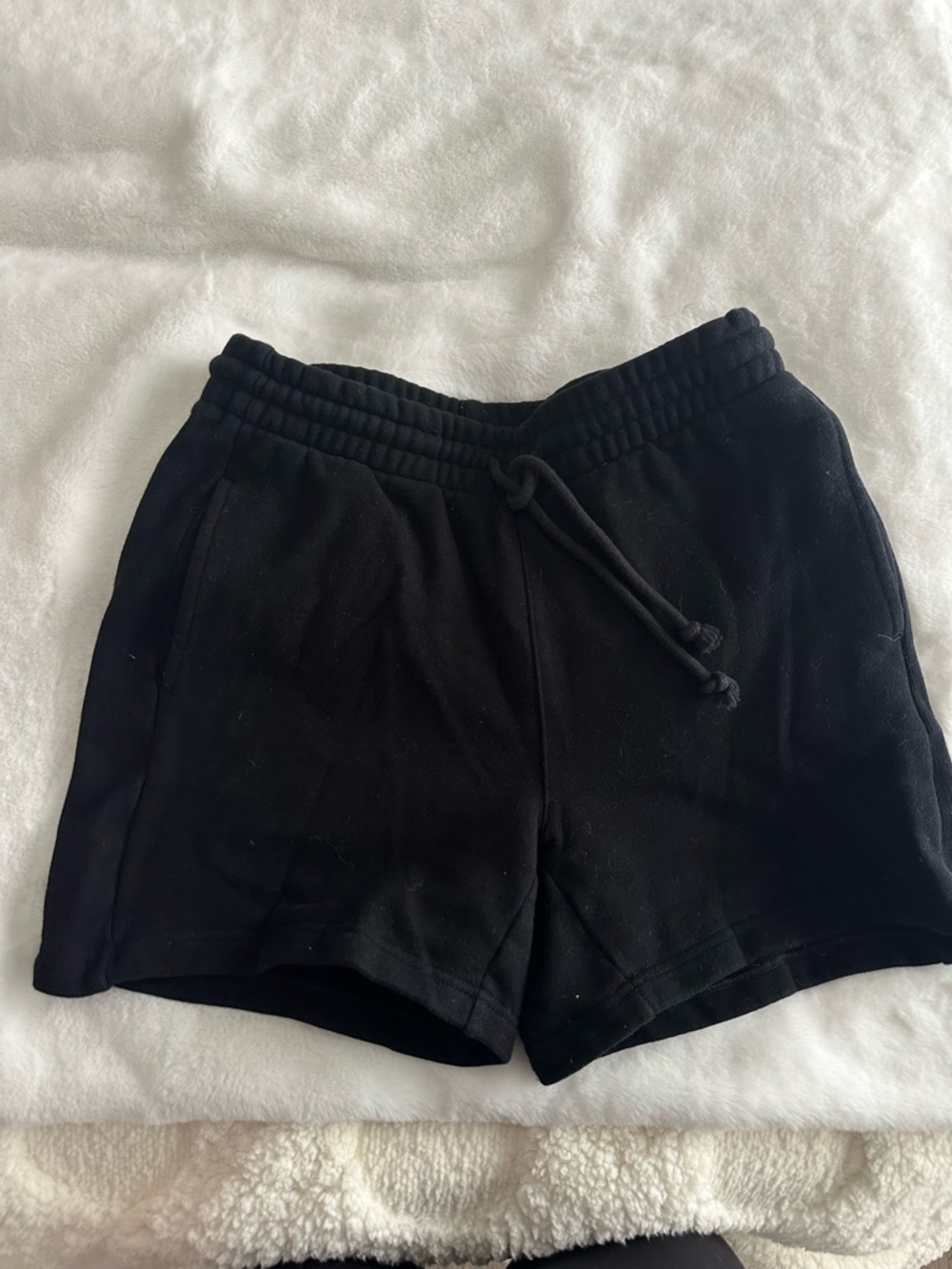TNA Cozy Boyfriend Black Drawstring Shorts